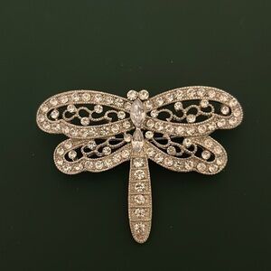 Rhinestone statement double dragonfly Vintage brooch, rare find.